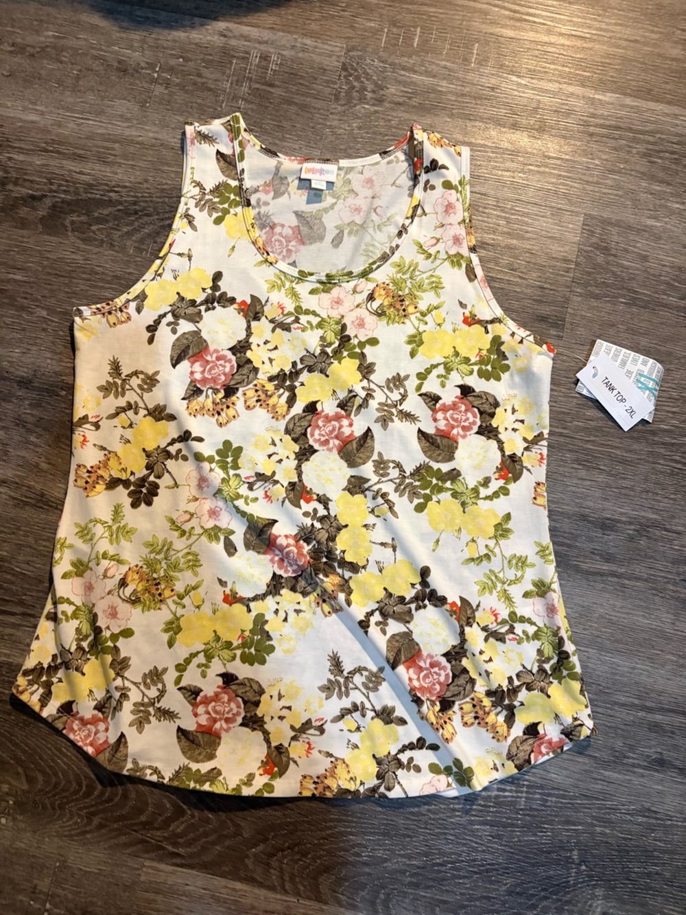 Lularoe floral  Tank Top in Yellow, Pink & Green 2x new with tags